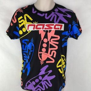NASA Neon Color Spaceship T-Shirt